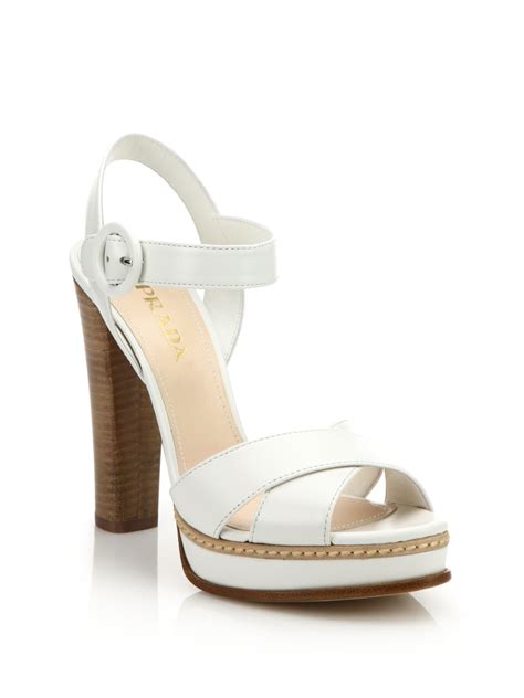 white leather prada sandals|prada platform sandals outlet.